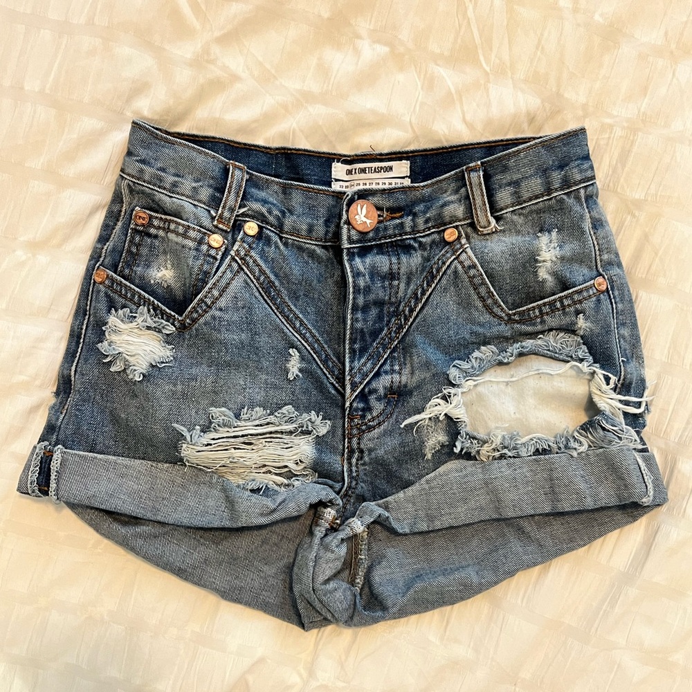 One Teaspoon Hawks high waisted Jean Shorts Sz 24